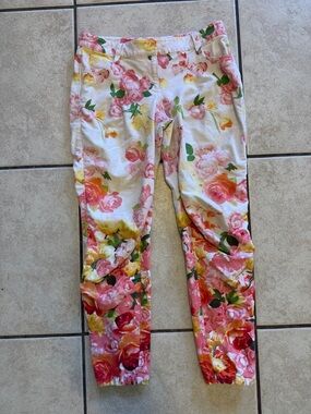Cache Floral ruched Pink & Yellow pants